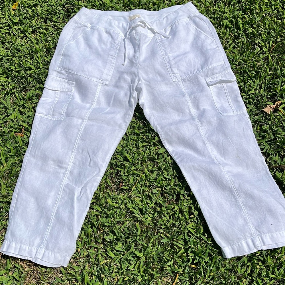 Eileen Fisher Organic Linen Cargo Pants Size PL (Petite Large)